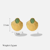 316L Stainless Steel Shell Fan-shaped Stud Earrings For Women Non-fading Jewelry