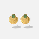 316L Stainless Steel Shell Fan-shaped Stud Earrings For Women Non-fading Jewelry