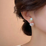 French Shell Flower Pearl Stud Earrings