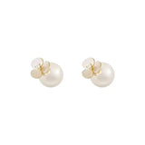 French Shell Flower Pearl Stud Earrings
