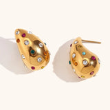 Colorful Zircon Pearl Water Drop Earrings