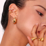 Colorful Zircon Pearl Water Drop Earrings