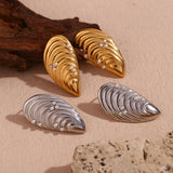 Chic Shell Pearl Earrings in Silver Stainless Steel
