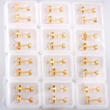 12Pairs Multi Colored CZ Stud Earrings 18K Plated Stainless Steel