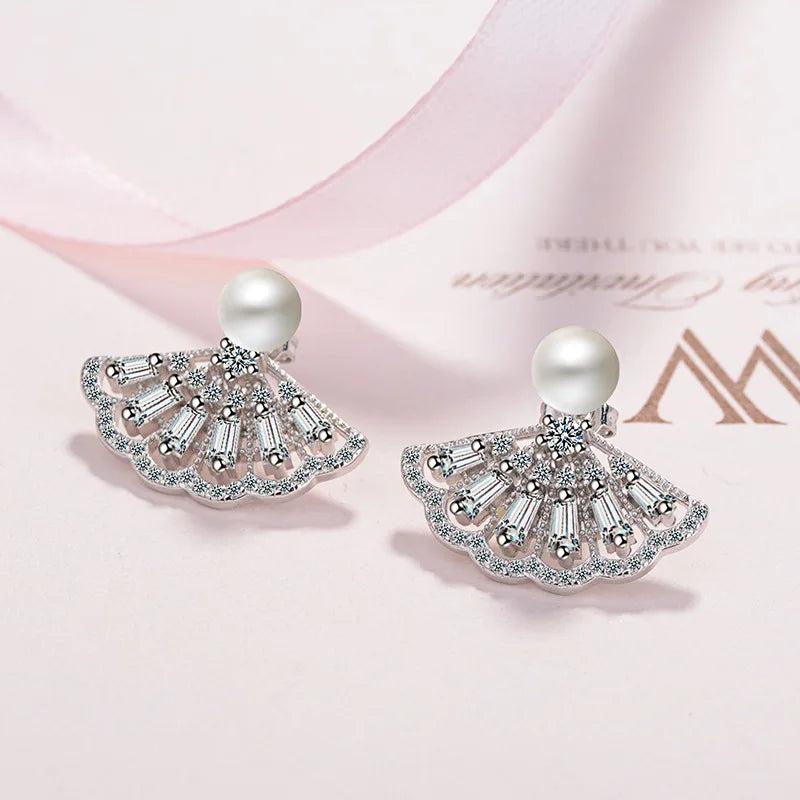 Fan-shaped Simulated Pearl Earrings for Women Party Gift Jewelry