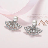 Fan-shaped Simulated Pearl Earrings for Women Party Gift Jewelry