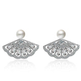 Fan-shaped Simulated Pearl Earrings for Women Party Gift Jewelry