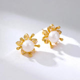 European Copper Metal Pearl Earrings Retro Style Jewelry for Women