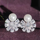 Snowflake Pearl Earrings for Women Gift E6493