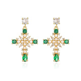 Delicate Cross Earring Pearl CZ Zircon Party Jewelry