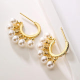 Delicate Cross Earring Pearl CZ Zircon Party Jewelry
