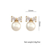 Heart Zircon Pearl Stud Earrings for Women Girl Party Jewellery