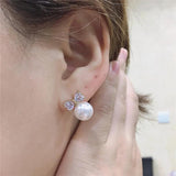 Heart Zircon Pearl Stud Earrings for Women Girl Party Jewellery