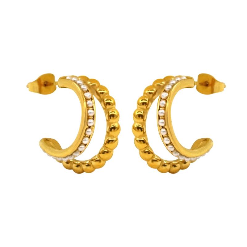Delicate Zircon Pearl Double Layer Small Earrings