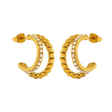 Delicate Zircon Pearl Double Layer Small Earrings