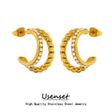 Delicate Zircon Pearl Double Layer Small Earrings