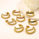 Delicate Zircon Pearl Double Layer Small Earrings