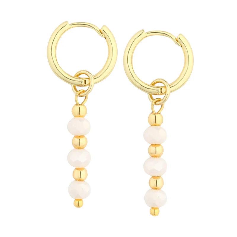 C.QUAN CHI Pearl Drop Earrings Crystal Beads Dangle Earrings