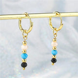 C.QUAN CHI Pearl Drop Earrings Crystal Beads Dangle Earrings