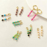 C.QUAN CHI Pearl Drop Earrings Crystal Beads Dangle Earrings