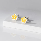 925 Silver Flower Stud Earrings Women