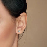 925 Silver Round Zircon Stud Earrings 3/4/5/6/8MM