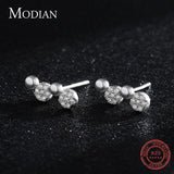 925 Silver Round Stud Earrings Clear CZ Stone Women Girls Jewelry Earring