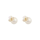French Shell Flower Pearl Stud Earrings for Women
