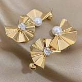 Exaggerated Fan Pearl Long Drop Earrings Oversize Hanging Earring