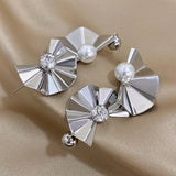 Exaggerated Fan Pearl Long Drop Earrings Oversize Hanging Earring