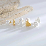 Heart-Shaped Pearl Earrings Vintage French Style