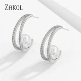 CZ & Pearl Stud Earrings for Women EP2838