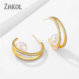 CZ & Pearl Stud Earrings for Women EP2838
