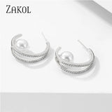 CZ & Pearl Stud Earrings for Women EP2838
