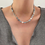 Natural Stone Freshwater Pearl Choker Necklace Girls Jewelry