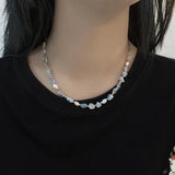 Natural Stone Freshwater Pearl Choker Necklace Girls Jewelry
