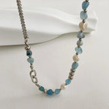 Natural Stone Freshwater Pearl Choker Necklace Girls Jewelry