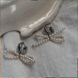 Pearl Bowknot Dangle Earrings for Women