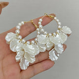 Acrylic Flower Pearl Hoop Earring Statement Jewelry