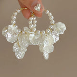 Acrylic Flower Pearl Hoop Earring Statement Jewelry