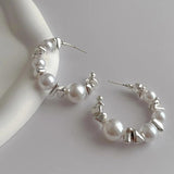Big Pearl Circle Hoop Earrings Wedding Party Jewelry