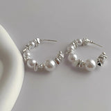 Big Pearl Circle Hoop Earrings Wedding Party Jewelry