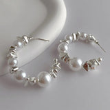Big Pearl Circle Hoop Earrings Wedding Party Jewelry