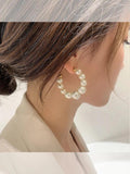 Pearl Circle Hoop Earrings Wedding Party Jewelry