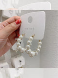 Pearl Circle Hoop Earrings Wedding Party Jewelry