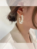 Pearl Circle Hoop Earrings Wedding Party Jewelry