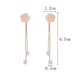 French Camellia Flower Long Chain Earrings