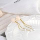 French Camellia Flower Long Chain Earrings