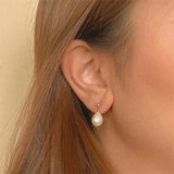 Baroque Pearl Dangle Earrings Women Stainless Steel