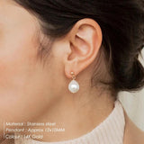 Baroque Pearl Dangle Earrings Women Stainless Steel
